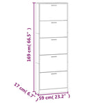 Shoe Cabinet Grey Sonoma 59x17x169 cm Engineered Wood - Bargainia.com - 