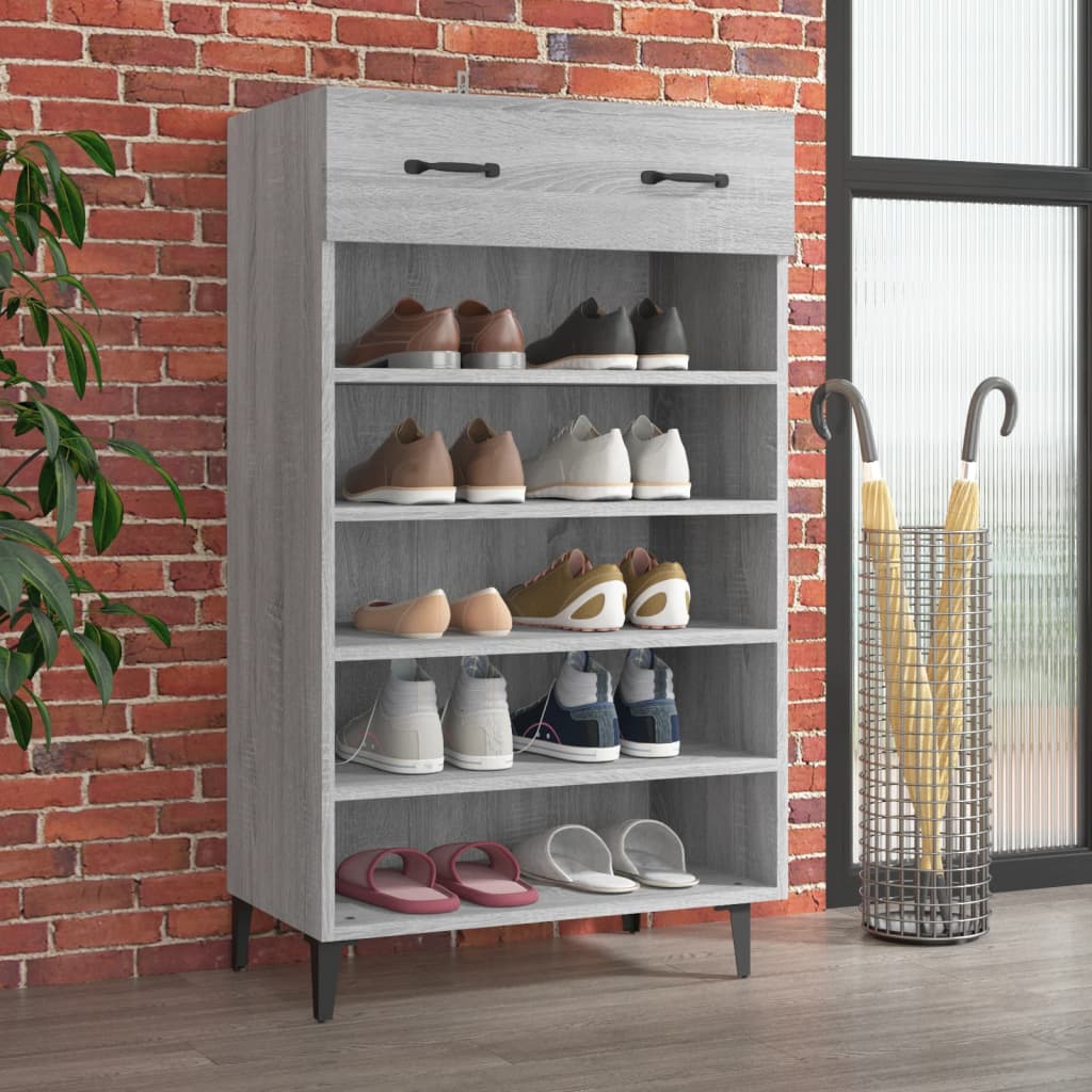 Shoe Cabinet Grey Sonoma 60x35x105 cm Engineered Wood - Bargainia.com - 