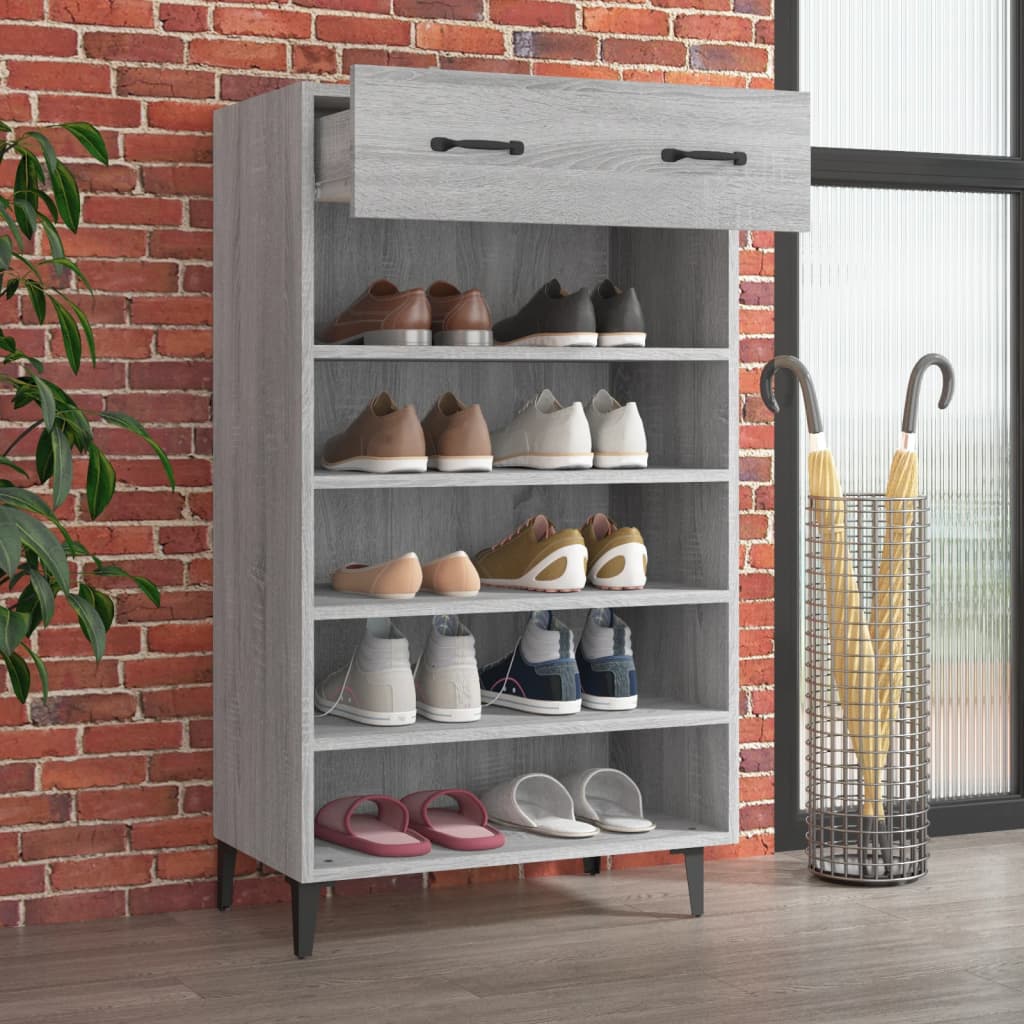 Shoe Cabinet Grey Sonoma 60x35x105 cm Engineered Wood - Bargainia.com - 
