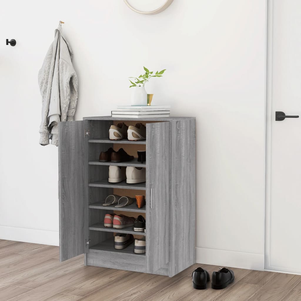 Shoe Cabinet Grey Sonoma 60x35x92 cm Engineered Wood - Bargainia.com - 