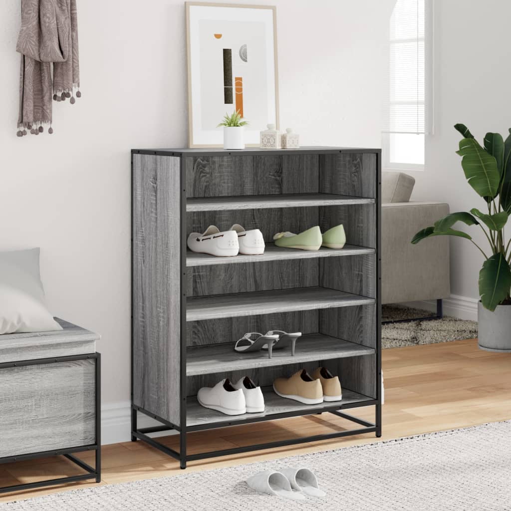 Shoe Cabinet Grey Sonoma 75x38x97.5 cm Engineered Wood and Metal - Bargainia.com - 