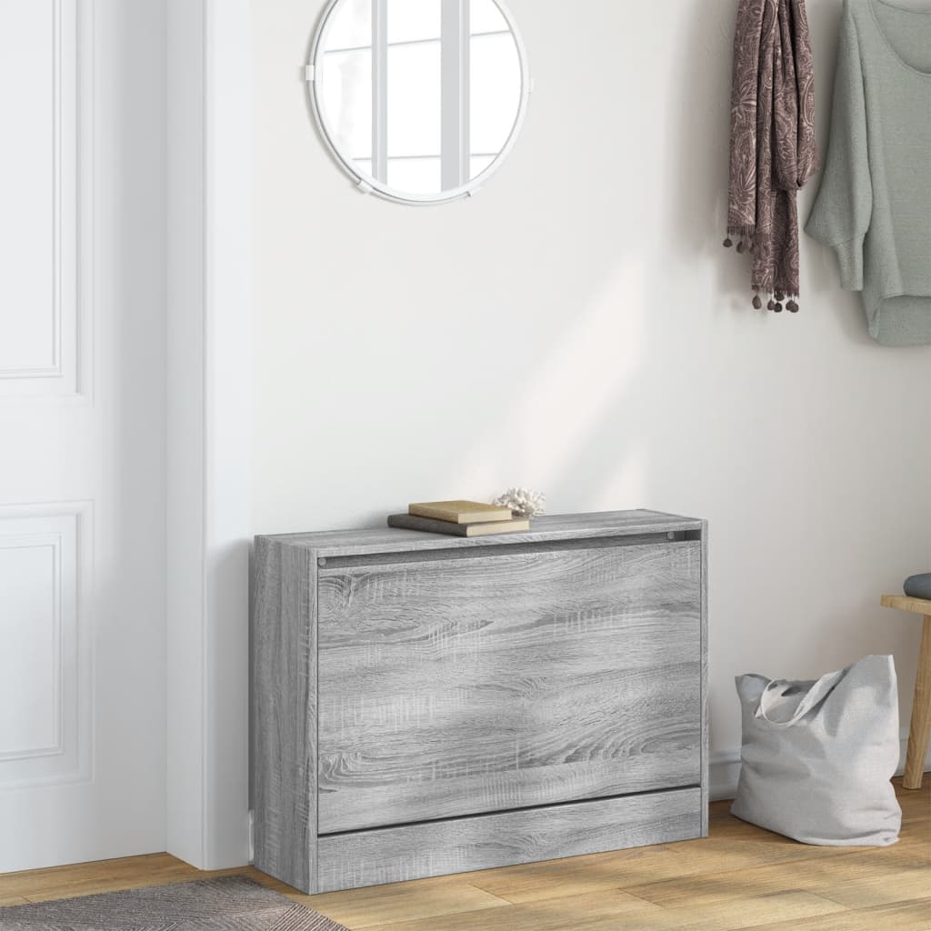 Shoe Cabinet Grey Sonoma 80x21x57 cm Engineered Wood - Bargainia.com - 