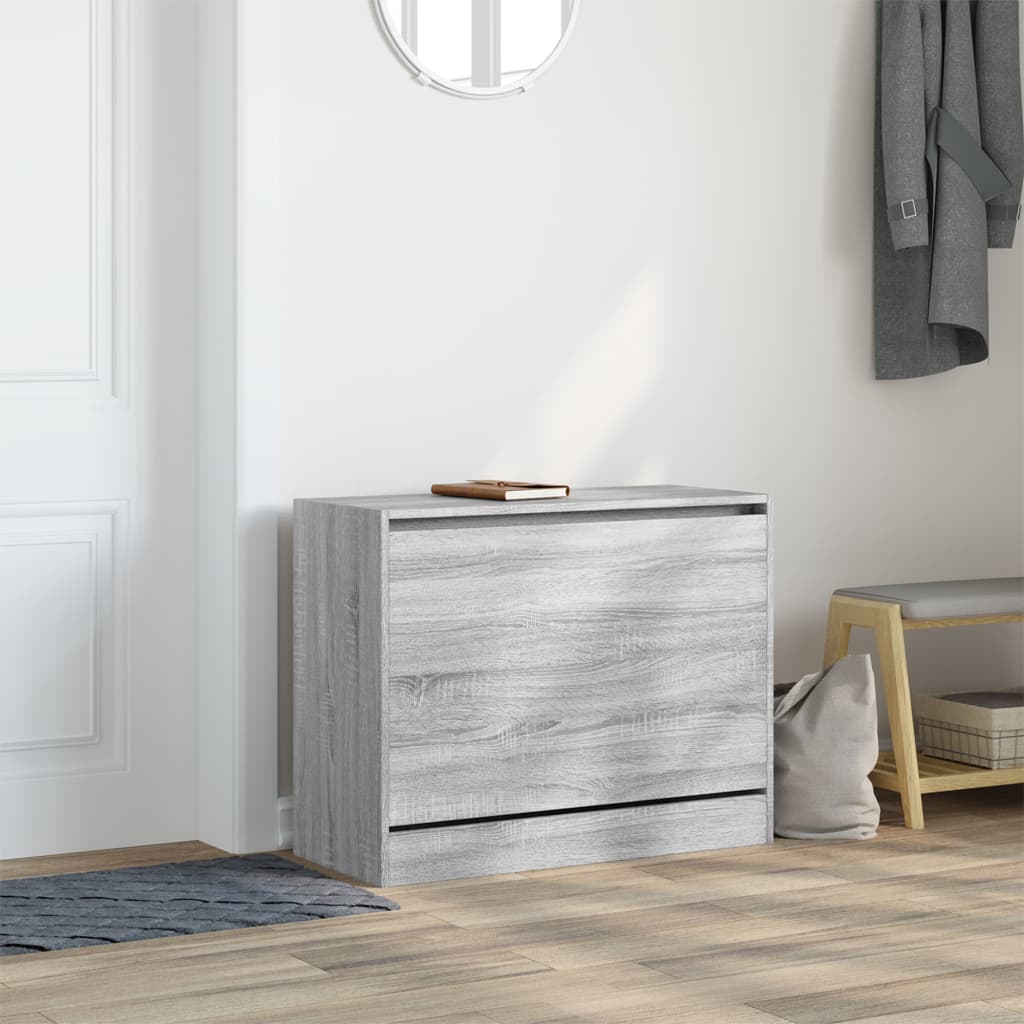 Shoe Cabinet Grey Sonoma 80x34x63 cm Engineered Wood - Bargainia.com - 