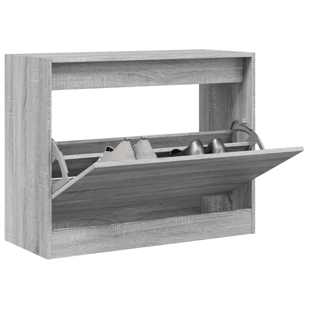 Shoe Cabinet Grey Sonoma 80x34x63 cm Engineered Wood - Bargainia.com - 