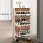 Shoe Cabinet HAMAR Honey Brown 59.5x35x117 cm Solid Wood Pine - Bargainia.com - 