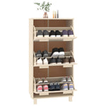 Shoe Cabinet HAMAR Honey Brown 59.5x35x117 cm Solid Wood Pine - Bargainia.com - 