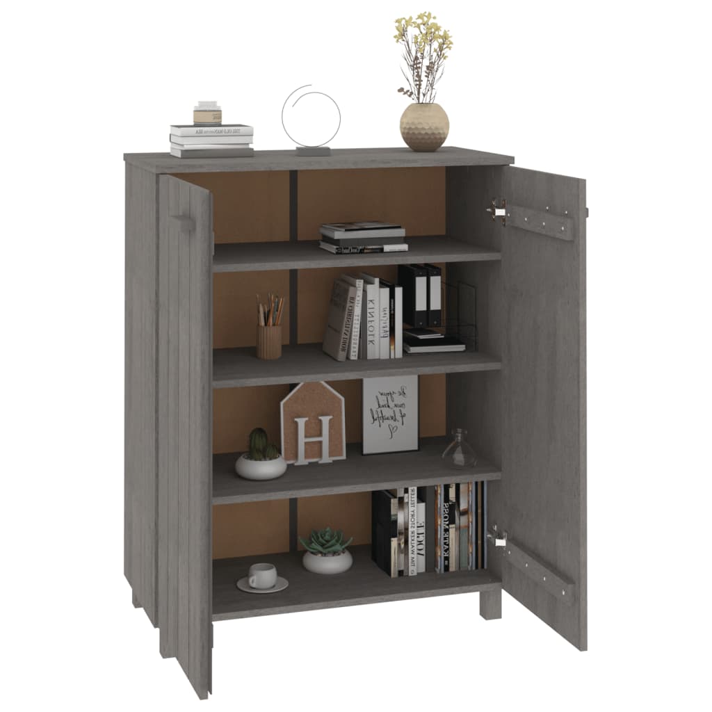 Shoe Cabinet HAMAR Light Grey 85x40x108 cm Solid Wood Pine - Bargainia.com - 