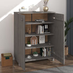 Shoe Cabinet HAMAR Light Grey 85x40x108 cm Solid Wood Pine - Bargainia.com - 