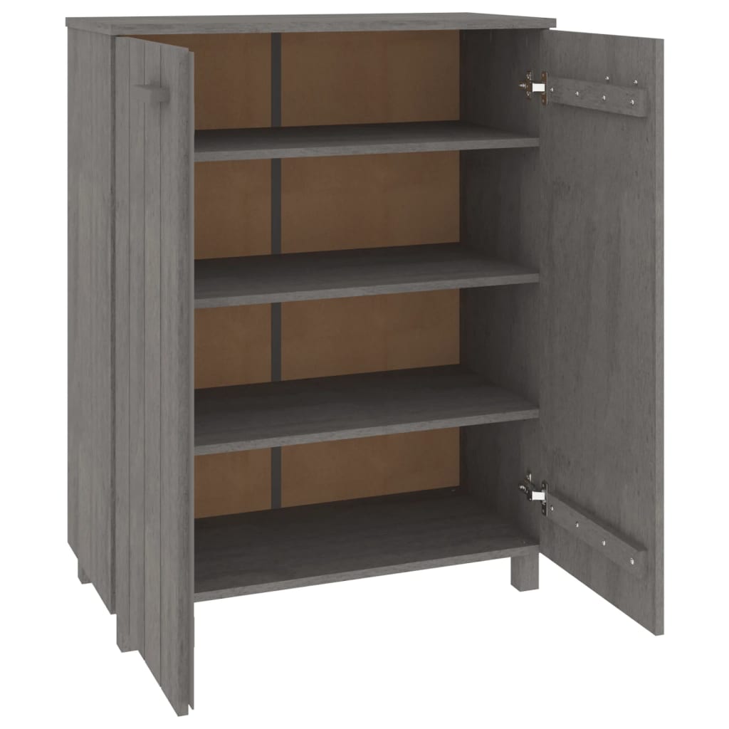 Shoe Cabinet HAMAR Light Grey 85x40x108 cm Solid Wood Pine - Bargainia.com - 