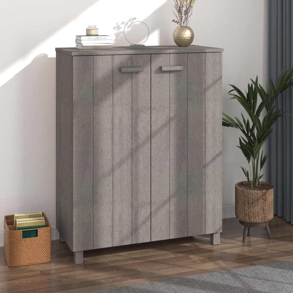 Shoe Cabinet HAMAR Light Grey 85x40x108 cm Solid Wood Pine - Bargainia.com - 