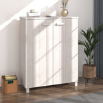 Shoe Cabinet HAMAR White 85x40x108 cm Solid Wood Pine - Bargainia.com - 