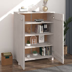Shoe Cabinet HAMAR White 85x40x108 cm Solid Wood Pine - Bargainia.com - 