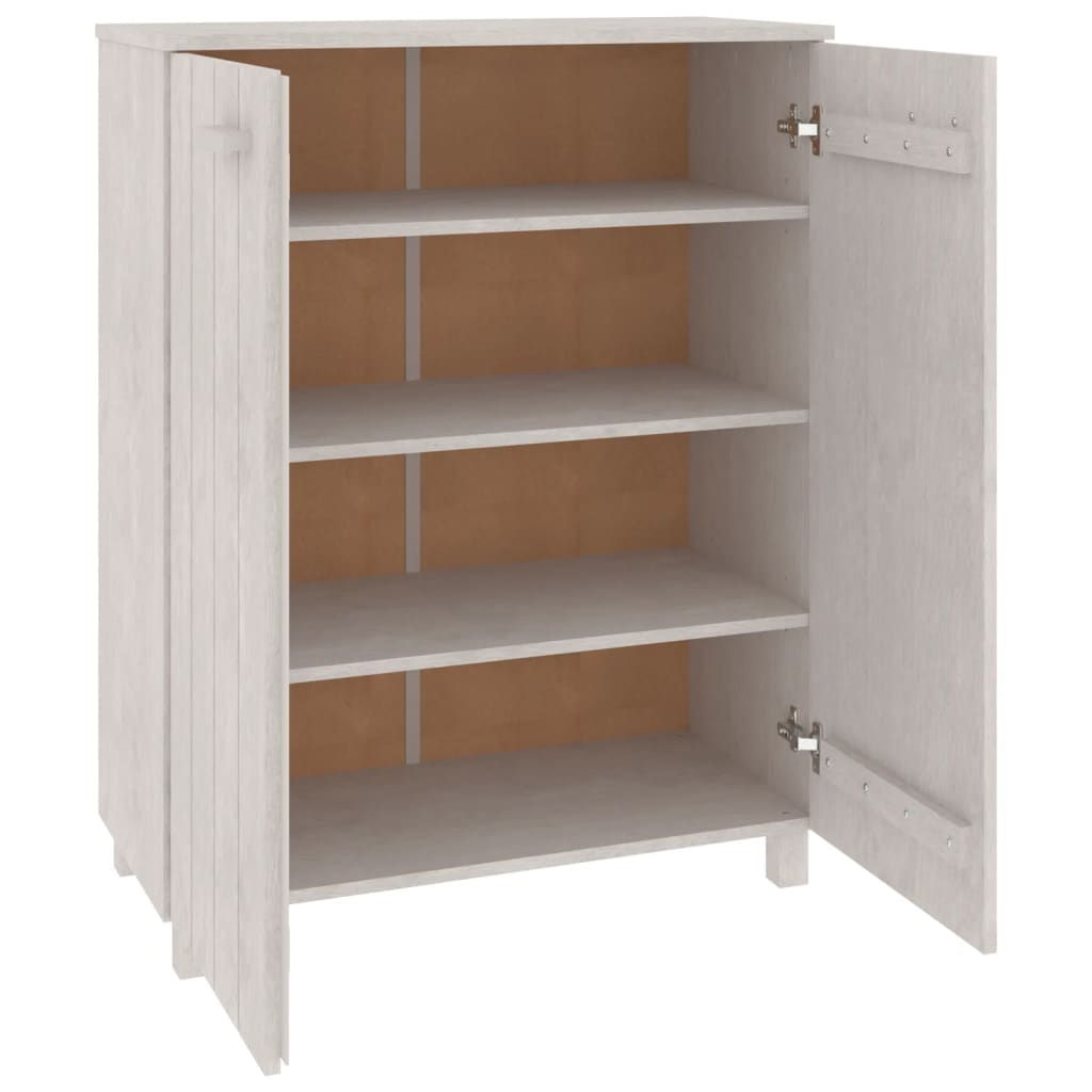 Shoe Cabinet HAMAR White 85x40x108 cm Solid Wood Pine - Bargainia.com - 