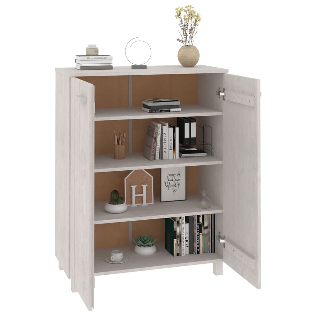 Shoe Cabinet HAMAR White 85x40x108 cm Solid Wood Pine - Bargainia.com - 
