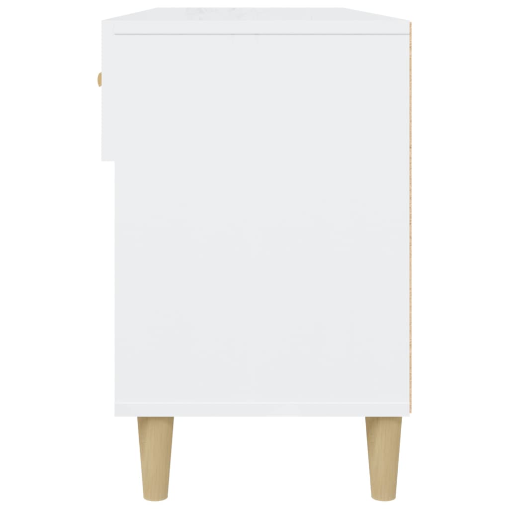 Shoe Cabinet High Gloss White 102x35x55 cm Engineered Wood - Bargainia.com - 