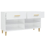 Shoe Cabinet High Gloss White 102x35x55 cm Engineered Wood - Bargainia.com - 