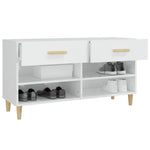 Shoe Cabinet High Gloss White 102x35x55 cm Engineered Wood - Bargainia.com - 