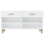 Shoe Cabinet High Gloss White 102x35x55 cm Engineered Wood - Bargainia.com - 