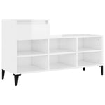Shoe Cabinet High Gloss White 102x36x60 cm Engineered Wood - Bargainia.com - 