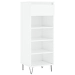 Shoe Cabinet High Gloss White 40x36x105 cm Engineered Wood - Bargainia.com - 
