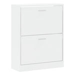 Shoe Cabinet High Gloss White 63x24x81 cm Engineered Wood - Bargainia.com - 