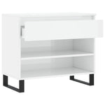 Shoe Cabinet High Gloss White 70x36x60 cm Engineered Wood - Bargainia.com - 