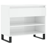 Shoe Cabinet High Gloss White 70x36x60 cm Engineered Wood - Bargainia.com - 