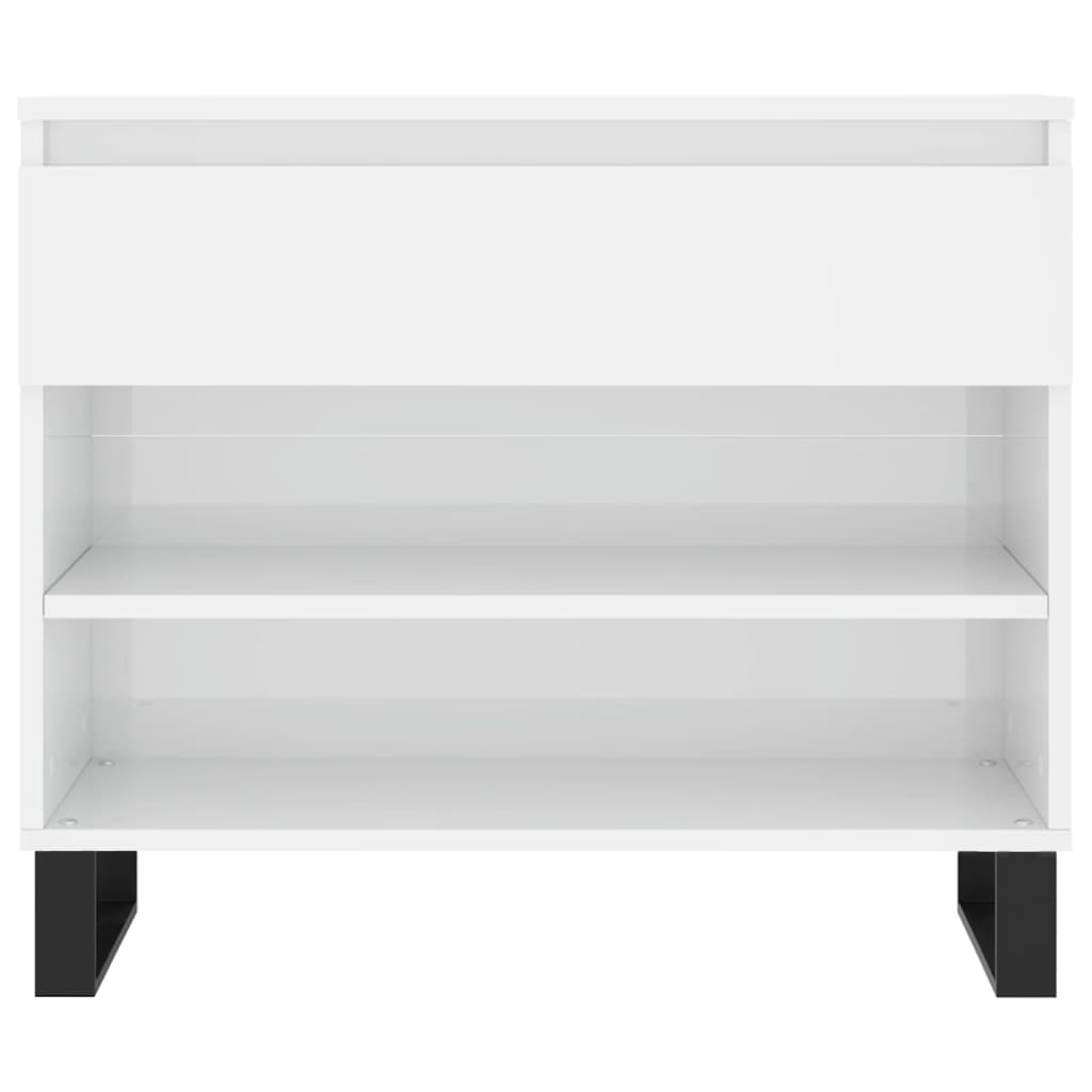 Shoe Cabinet High Gloss White 70x36x60 cm Engineered Wood - Bargainia.com - 
