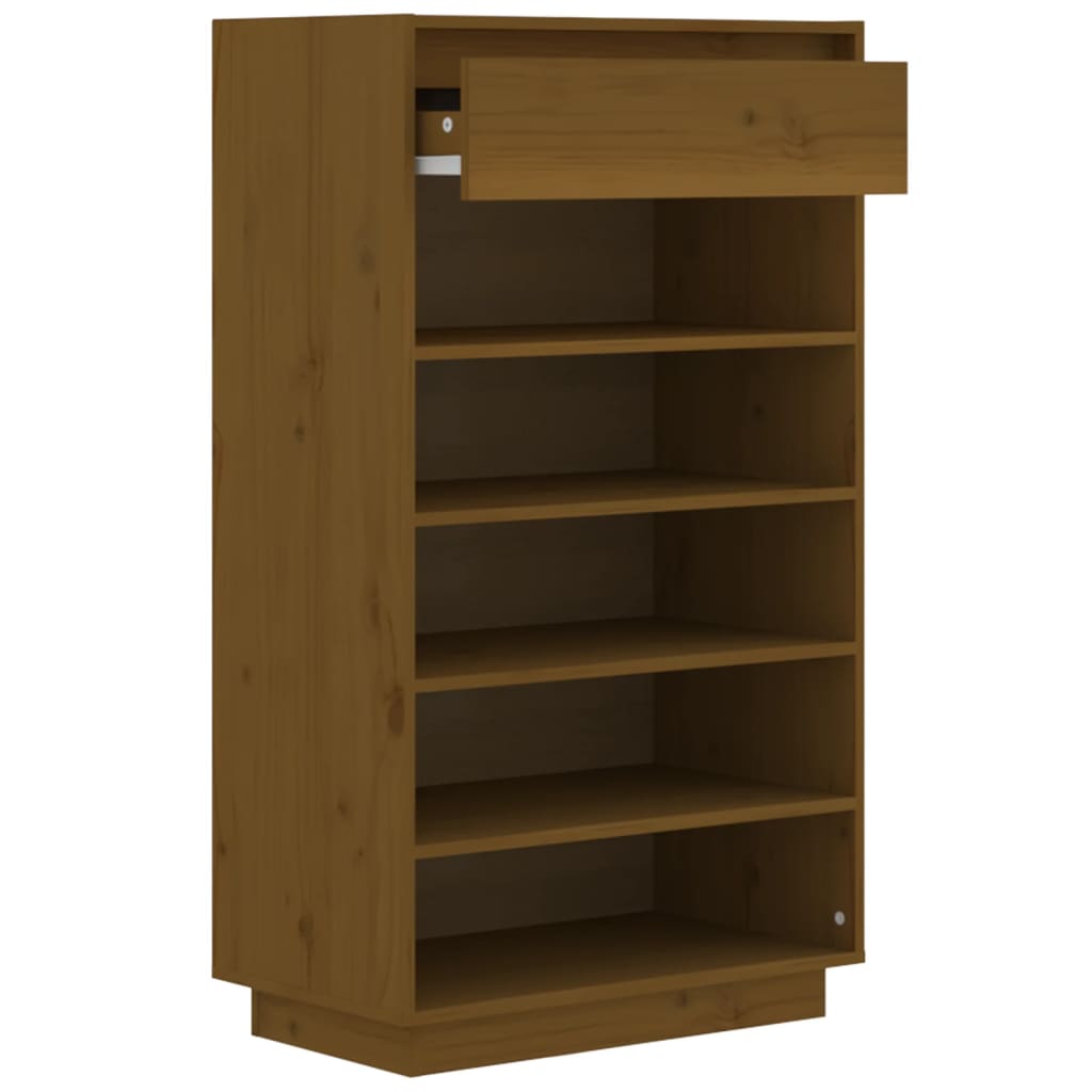 Shoe Cabinet Honey Brown 60x34x105 cm Solid Wood Pine - Bargainia.com - 
