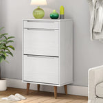 Shoe Cabinet MOLDE White 59,5x35x103 cm Solid Wood Pine - Bargainia.com - 