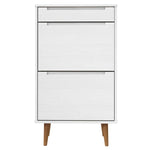Shoe Cabinet MOLDE White 59,5x35x103 cm Solid Wood Pine - Bargainia.com - 