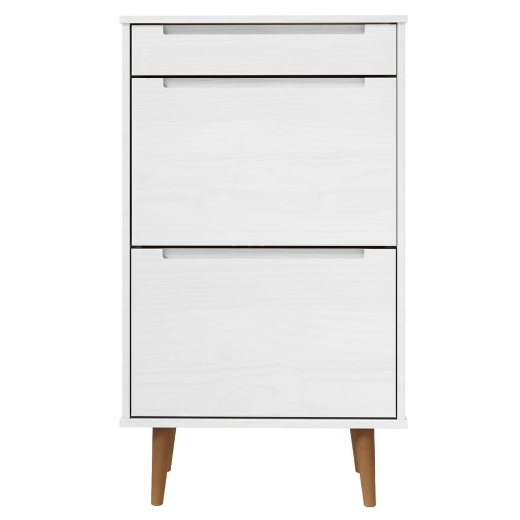 Shoe Cabinet MOLDE White 59,5x35x103 cm Solid Wood Pine - Bargainia.com - 