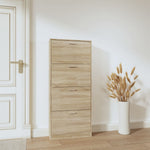 Shoe Cabinet Oak 59x17x150 cm Engineered Wood - Bargainia.com - 