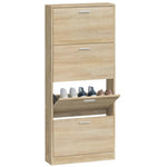 Shoe Cabinet Oak 59x17x150 cm Engineered Wood - Bargainia.com - 