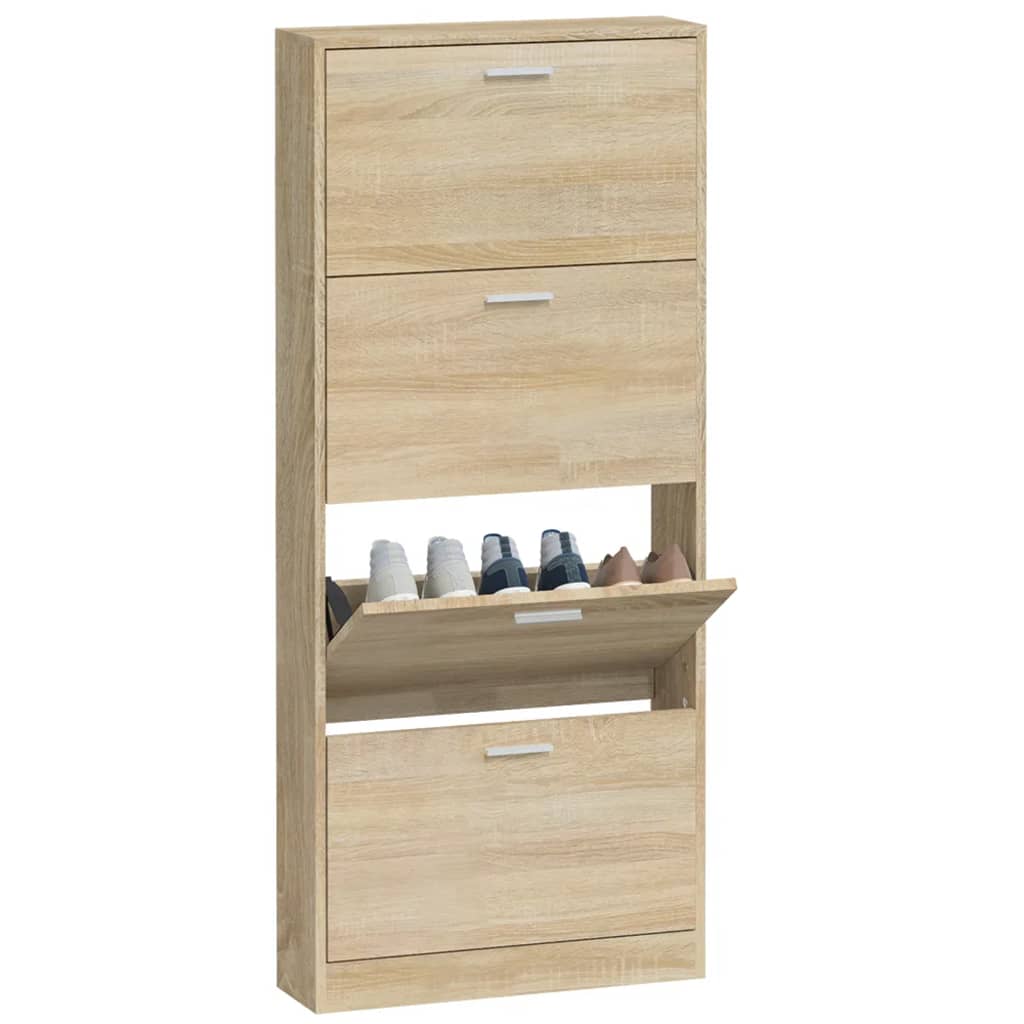 Shoe Cabinet Oak 59x17x150 cm Engineered Wood - Bargainia.com - 