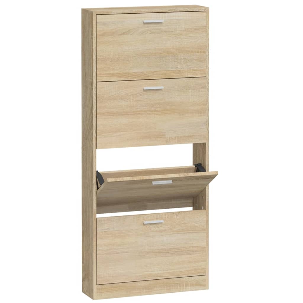 Shoe Cabinet Oak 59x17x150 cm Engineered Wood - Bargainia.com - 