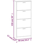 Shoe Cabinet Oak 59x17x150 cm Engineered Wood - Bargainia.com - 