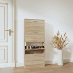 Shoe Cabinet Oak 59x17x150 cm Engineered Wood - Bargainia.com - 