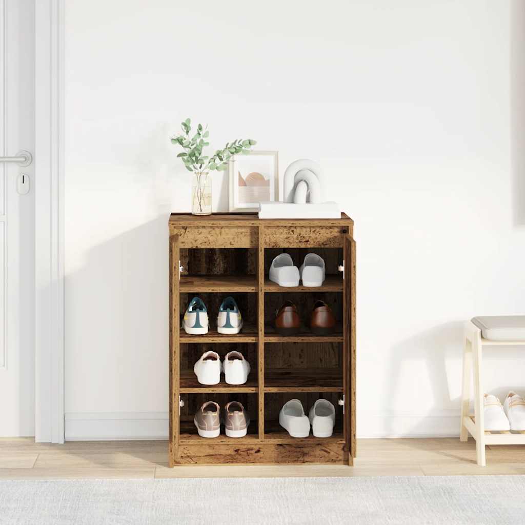 Shoe Cabinet Old Wood 57x34x76 cm Engineered Wood - Bargainia.com - 