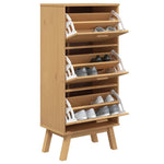 Shoe Cabinet OLDEN Brown 55x35x120cm Solid Wood Pine - Bargainia.com - 