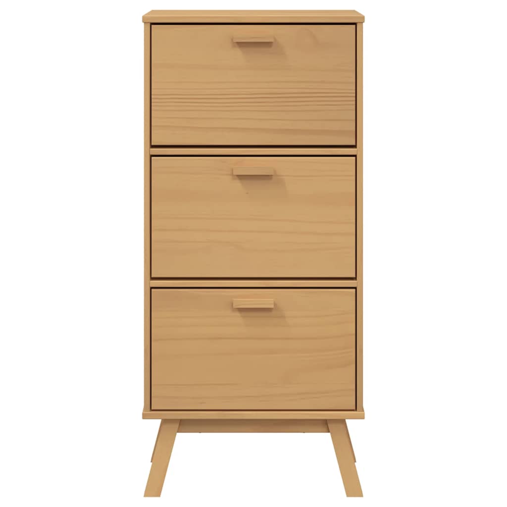 Shoe Cabinet OLDEN Brown 55x35x120cm Solid Wood Pine - Bargainia.com - 