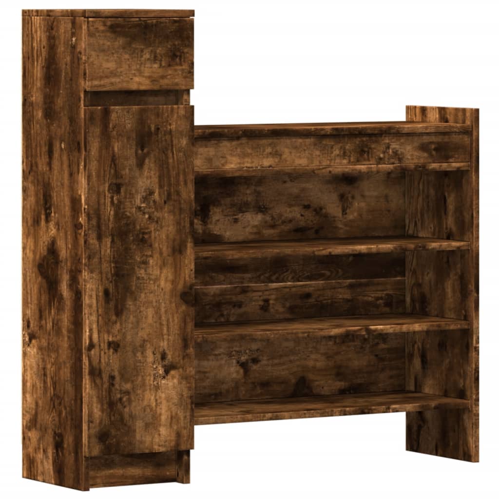 Shoe Cabinet Smoked Oak 100.5x28x100 cm Engineered Wood - Bargainia.com - 