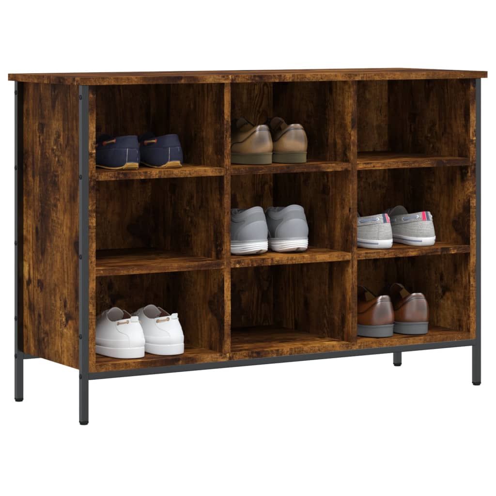 Shoe Cabinet Smoked Oak 100x35x70 cm Engineered Wood - Bargainia.com - 