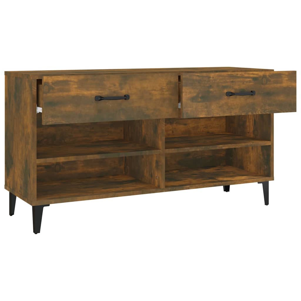 Shoe Cabinet Smoked Oak 102x35x55 cm Engineered Wood - Bargainia.com - 