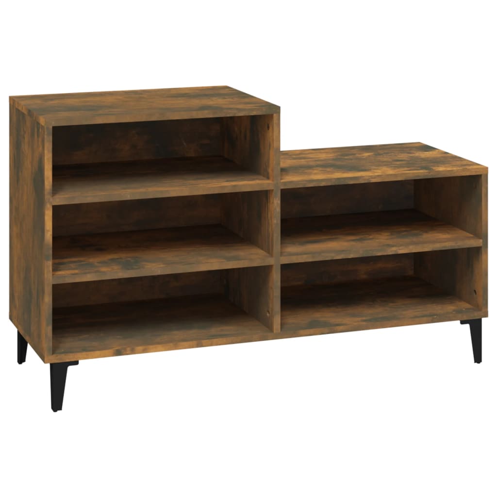 Shoe Cabinet Smoked Oak 102x36x60 cm Engineered Wood - Bargainia.com - 