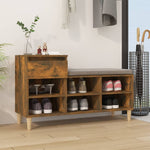 Shoe Cabinet Smoked Oak 102x36x60 cm Engineered Wood - Bargainia.com - 