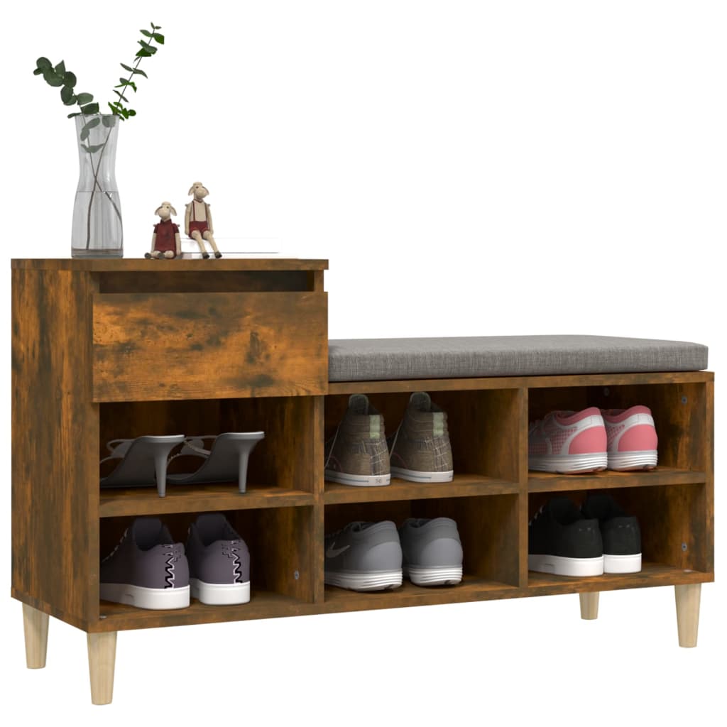 Shoe Cabinet Smoked Oak 102x36x60 cm Engineered Wood - Bargainia.com - 