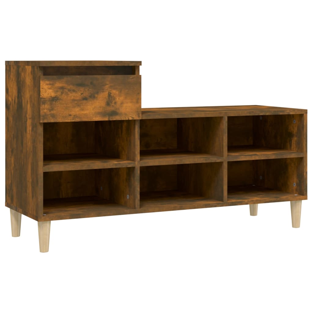 Shoe Cabinet Smoked Oak 102x36x60 cm Engineered Wood - Bargainia.com - 