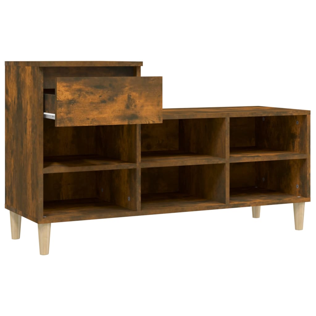Shoe Cabinet Smoked Oak 102x36x60 cm Engineered Wood - Bargainia.com - 