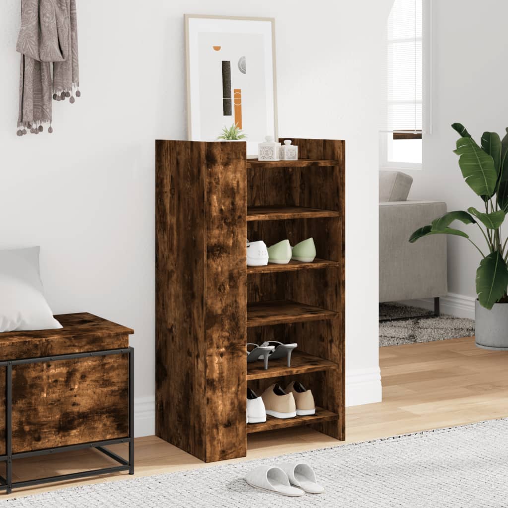 Shoe Cabinet Smoked Oak 52x37.5x100 cm Engineered Wood - Bargainia.com - 